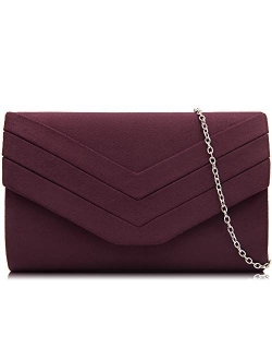 Evening Bag for Women, Suede Envelope Evening Purses Crossbody Shoulder Clutch Bag