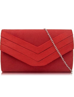 Evening Bag for Women, Suede Envelope Evening Purses Crossbody Shoulder Clutch Bag