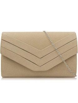 Evening Bag for Women, Suede Envelope Evening Purses Crossbody Shoulder Clutch Bag