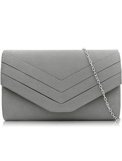 Evening Bag for Women, Suede Envelope Evening Purses Crossbody Shoulder Clutch Bag