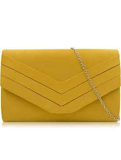 Evening Bag for Women, Suede Envelope Evening Purses Crossbody Shoulder Clutch Bag