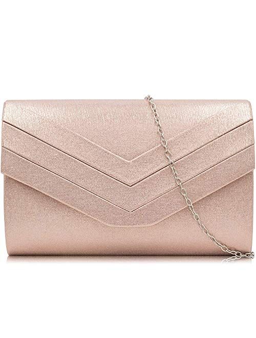 Milisente Evening Bag for Women, Suede Envelope Evening Purses Crossbody Shoulder Clutch Bag