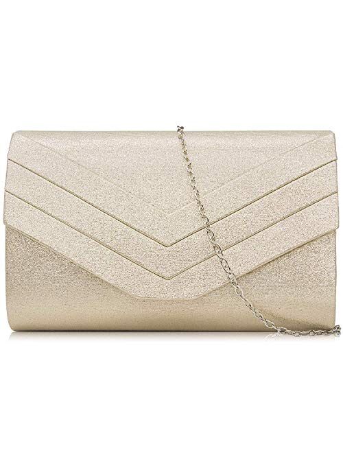 Milisente Evening Bag for Women, Suede Envelope Evening Purses Crossbody Shoulder Clutch Bag