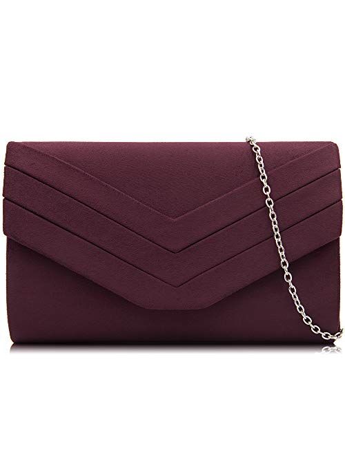 Milisente Evening Bag for Women, Suede Envelope Evening Purses Crossbody Shoulder Clutch Bag