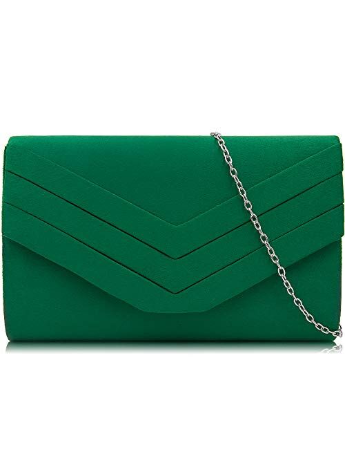 Milisente Evening Bag for Women, Suede Envelope Evening Purses Crossbody Shoulder Clutch Bag