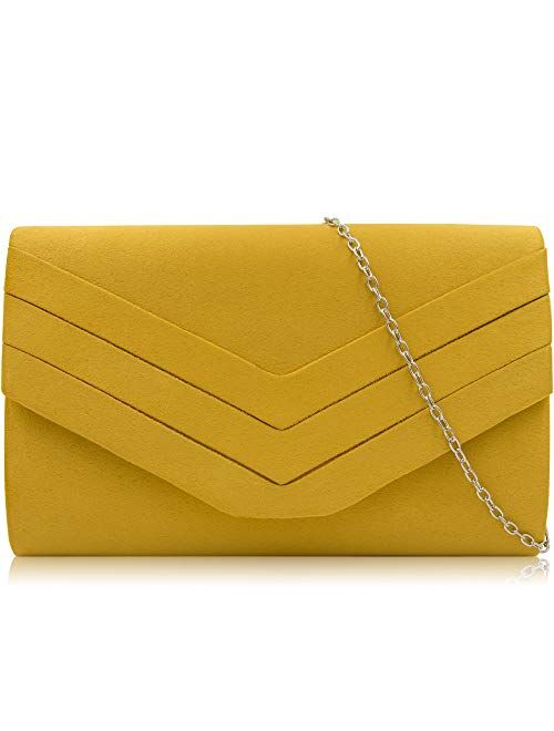 Milisente Evening Bag for Women, Suede Envelope Evening Purses Crossbody Shoulder Clutch Bag