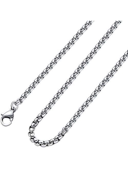 Monily 2-7mm 16-38In Square Rolo Stainless Steel Chain Necklace Round Box Necklace Men Women Jewellery