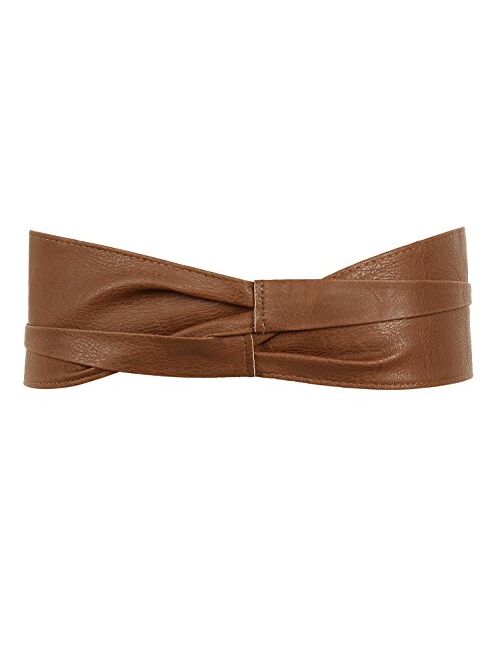 Acecharming Womens Fashion Leather Obi Style Wide Waist Band Belt