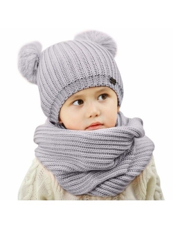 Toddler Winter Hat Pom Beanie Knit Skull Cap Hats for Children Baby Boys Girls Kids 1-6 Years