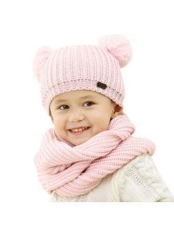 Toddler Winter Hat Pom Beanie Knit Skull Cap Hats for Children Baby Boys Girls Kids 1-6 Years