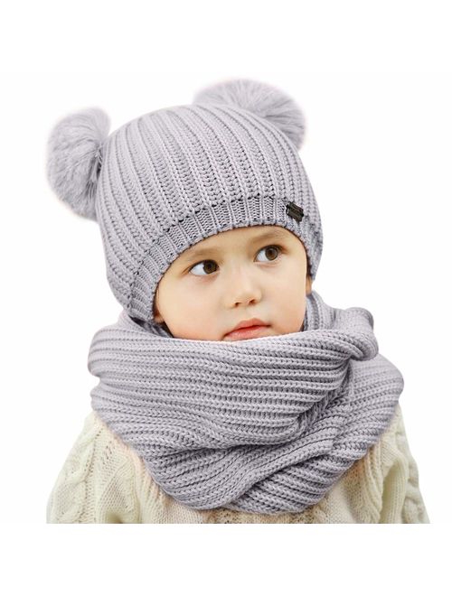 FURTALK Toddler Winter Hat Pom Beanie Knit Skull Cap Hats for Children Baby Boys Girls Kids 1-6 Years