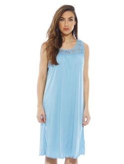 Dreamcrest Silky Soft Nightgown Women Sleepwear Crochet Trim Sleep Dress