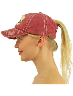 C.C Ponytail Messy Buns Trucker Ponycaps Plain Baseball Visor Cap Dad Hat