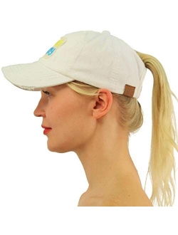 C.C Ponytail Messy Buns Trucker Ponycaps Plain Baseball Visor Cap Dad Hat