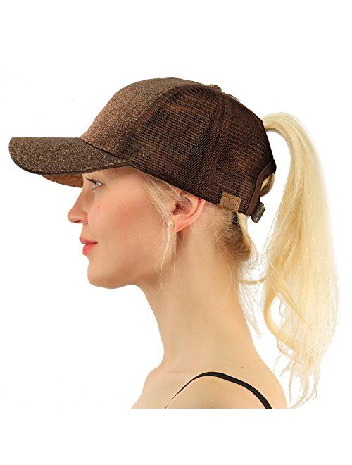 C.C Ponytail Messy Buns Trucker Ponycaps Plain Baseball Visor Cap Dad Hat