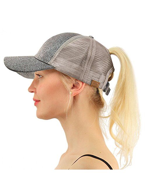 C.C Ponytail Messy Buns Trucker Ponycaps Plain Baseball Visor Cap Dad Hat