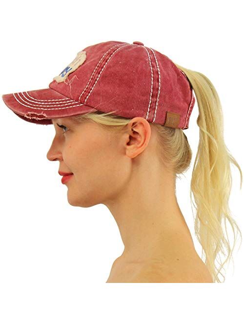 C.C Ponytail Messy Buns Trucker Ponycaps Plain Baseball Visor Cap Dad Hat