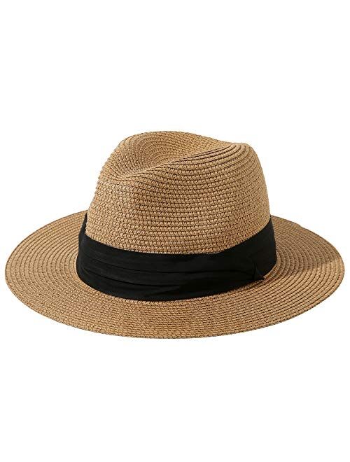 Jastore Little Kids Girls Boys Summer Fedora Straw Hat Wide Brim Floppy Beach Sun Visor Hat