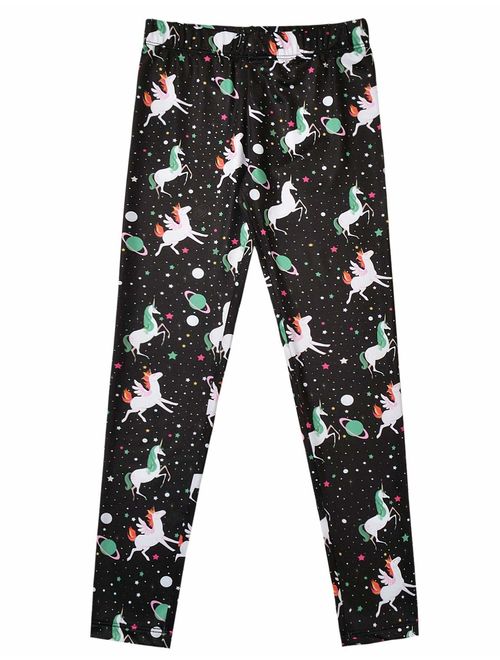 Jxstar Girl Unicorn Leggings Kid Rainbow Print Legging Tights Trousers Slim Long Pants