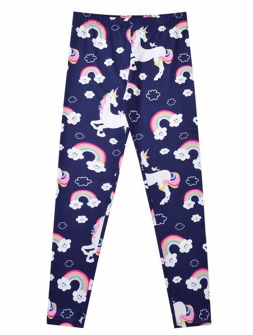 Jxstar Girl Unicorn Leggings Kid Rainbow Print Legging Tights Trousers Slim Long Pants