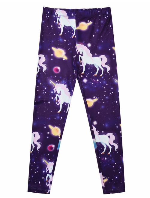 Jxstar Girl Unicorn Leggings Kid Rainbow Print Legging Tights Trousers Slim Long Pants