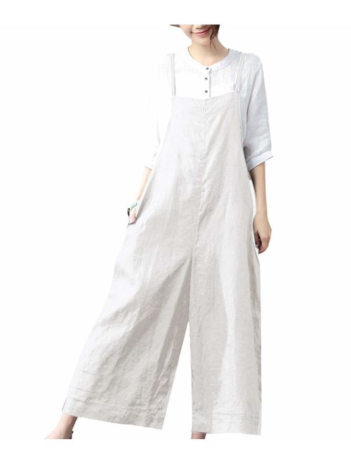 YESNO Women Casual Cropped Bib Pants Wide Leg Jumpsuits Rompers Overalls/w Pockets PZZ