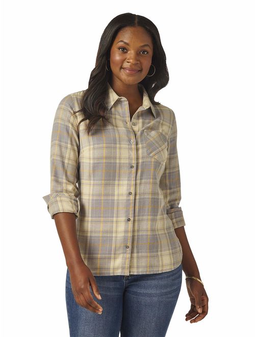 Lee Riders Riders by Lee Indigo Women's Heritage Long Sleeve Button Front Plaid Flannel Shirt