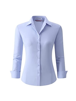 Alex Vando Womens Dress Shirts Regular Fit Long Sleeve Stretch Work Shirt