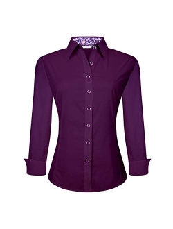 Alex Vando Womens Dress Shirts Regular Fit Long Sleeve Stretch Work Shirt