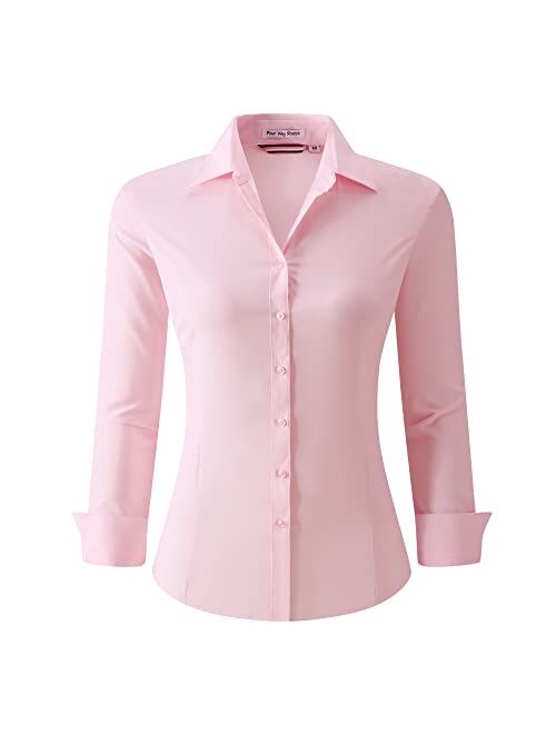 Alex Vando Womens Dress Shirts Regular Fit Long Sleeve Stretch Work Shirt