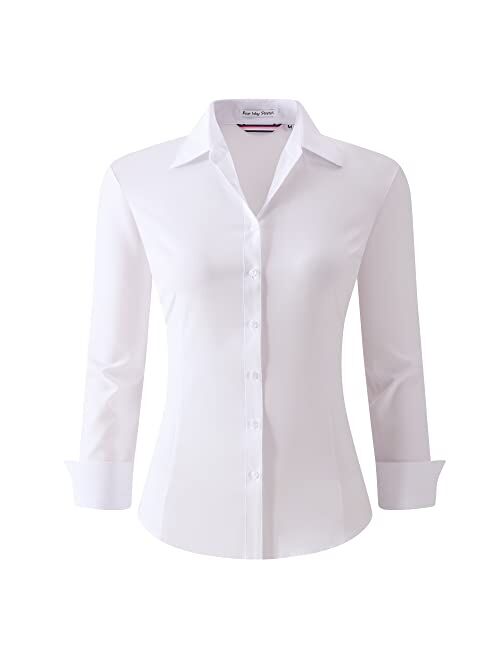 Alex Vando Womens Dress Shirts Regular Fit Long Sleeve Stretch Work Shirt