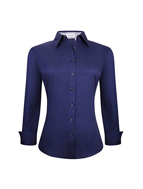 Alex Vando Womens Dress Shirts Regular Fit Long Sleeve Stretch Work Shirt