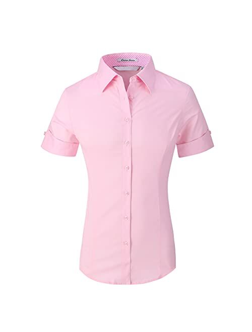 Gemolly Women's Basic Button Down Shirts Long Sleeve Plus Size