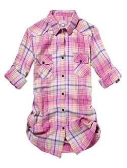 Match Women's Long Sleeve Flannel Plaid Shirt