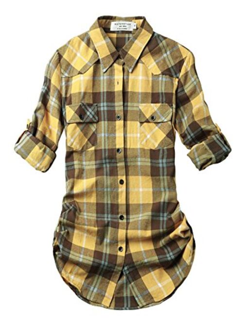 Match Women's Long Sleeve Flannel Plaid Shirt