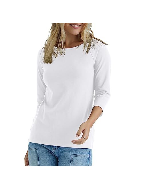 Hanes Women's Stretch Cotton Raglan Sleeve Tee