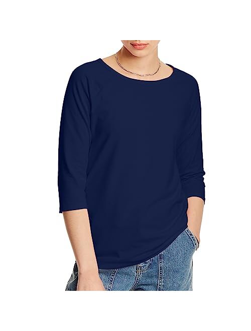 Hanes Women's Stretch Cotton Raglan Sleeve Tee