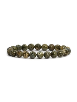 Justinstones Gem Semi Precious Gemstone 8mm Round Beads Stretch Bracelet 7 Inch Unisex