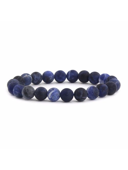 Justinstones Gem Semi Precious Gemstone 8mm Round Beads Stretch Bracelet 7 Inch Unisex