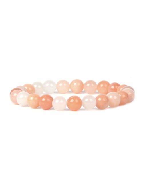 Justinstones Gem Semi Precious Gemstone 8mm Round Beads Stretch Bracelet 7 Inch Unisex