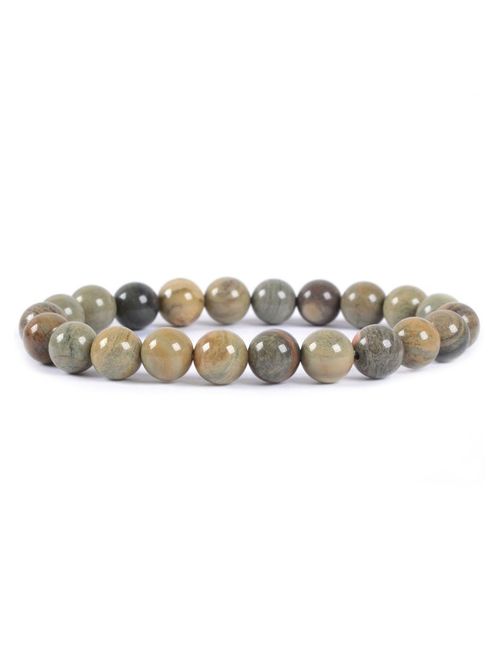 Justinstones Gem Semi Precious Gemstone 8mm Round Beads Stretch Bracelet 7 Inch Unisex