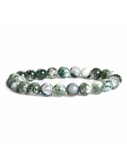 Justinstones Gem Semi Precious Gemstone 8mm Round Beads Stretch Bracelet 7 Inch Unisex