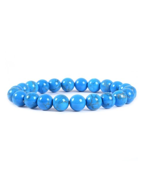 Justinstones Gem Semi Precious Gemstone 8mm Round Beads Stretch Bracelet 7 Inch Unisex