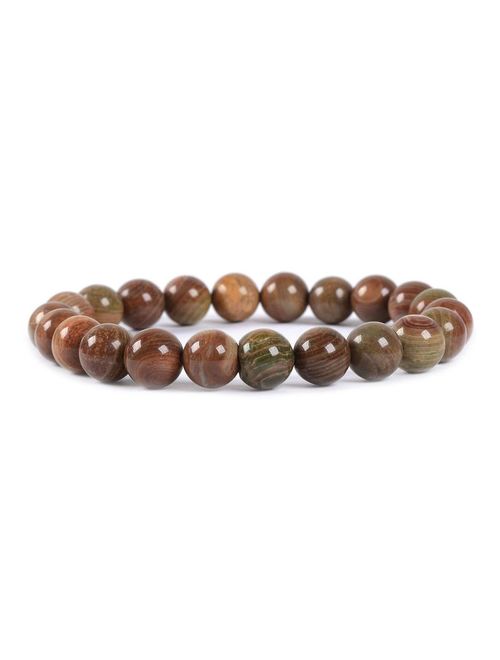 Justinstones Gem Semi Precious Gemstone 8mm Round Beads Stretch Bracelet 7 Inch Unisex