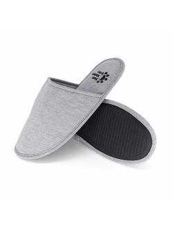 Sunshine Code Men's Memory Foam Cotton Washable Slippers with Matching Travel Bag for Home Hotel Spa Bedroom