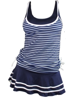 MiYang Women's Tankini Striped Vintage Swim Dress