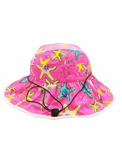 Bienvenu Kids Girls Wide Brim Visor Sun Hat - UV Protection Foldable Beach Cap