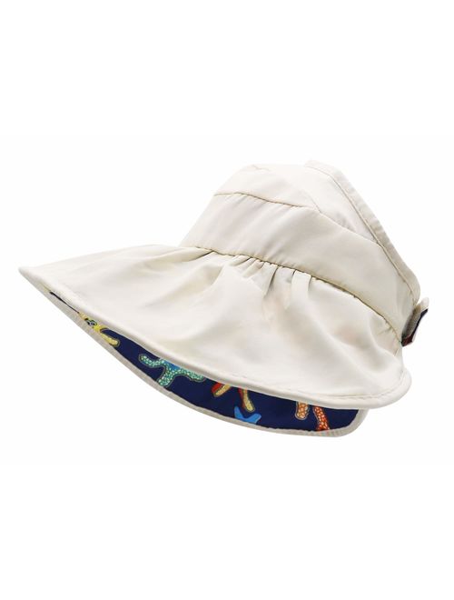 Bienvenu Kids Girls Wide Brim Visor Sun Hat - UV Protection Foldable Beach Cap