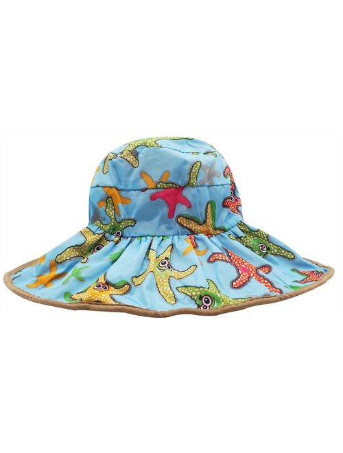 Bienvenu Kids Girls Wide Brim Visor Sun Hat - UV Protection Foldable Beach Cap