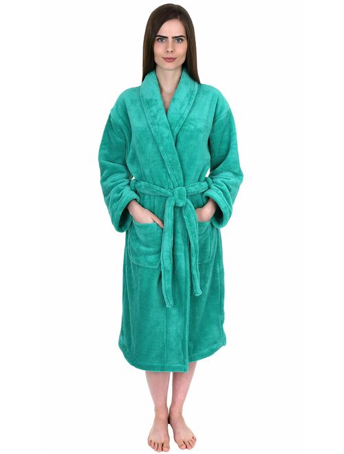 TowelSelections Women's Super Soft Plush Bathrobe Fleece Spa Robe Made in Turkey